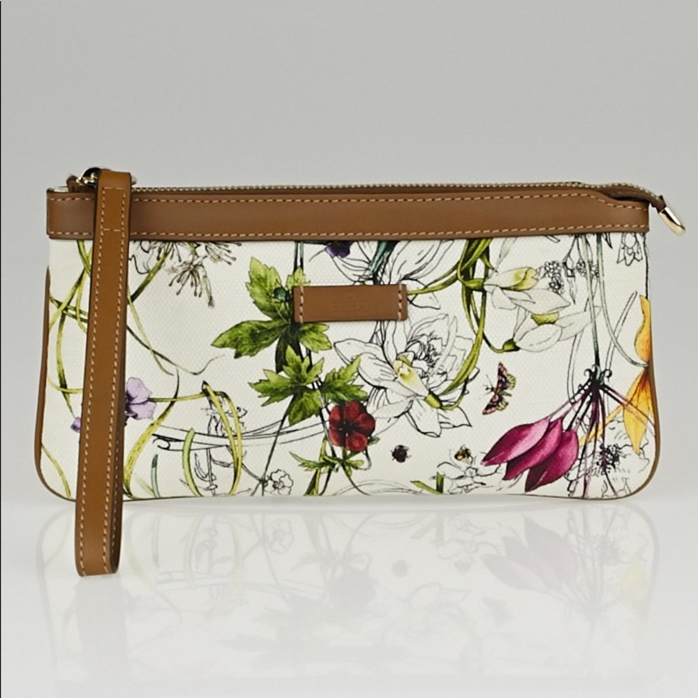 Gucci Infinity Flora Print Canvas Wristlet
